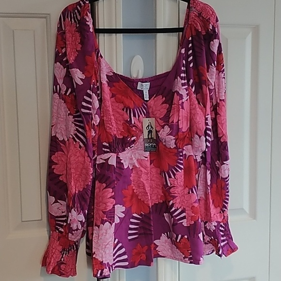 sofia by sofia vergara Tops - Sofia Vergara Bustier Floral Peasant Top 3X